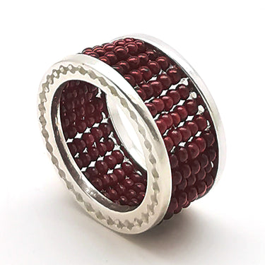 Anillo Telarar Plata Liso Rojo